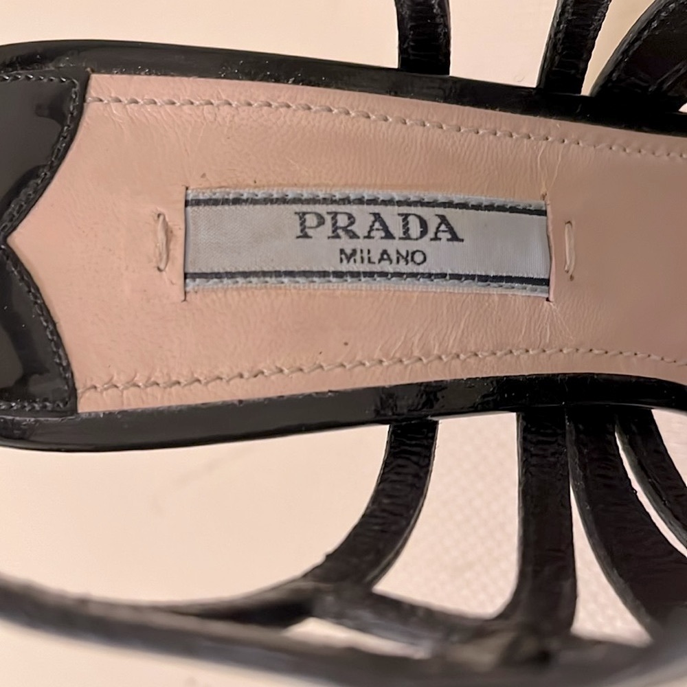 Prada Black Patent Leather Caged Platform Heels - Picture 16 of 16